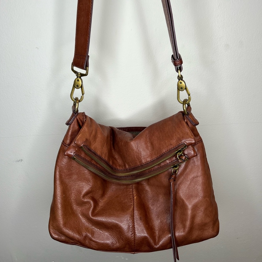 Mickey Double Zip Versatile Hobo In Cognac